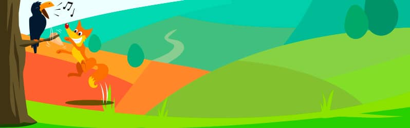 Fábula en inglés para niños The fox and the crow