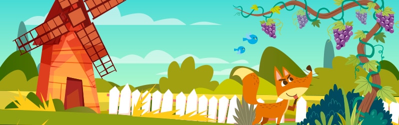 Fábula en inglés para niños The fox and the grapes