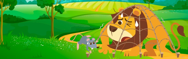 Fábula en inglés para niños The lion and the mouse