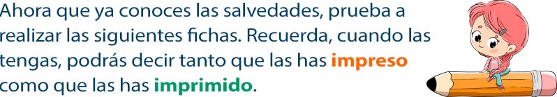 Imprimido o impreso para primaria
