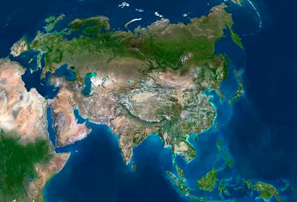 Mapa físico Asia