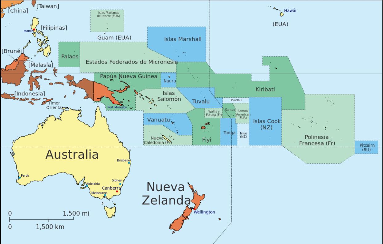 Mapa político Oceanía