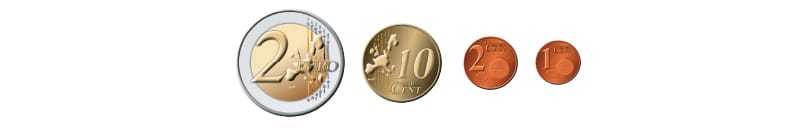 Billetes y monedas de euro en primaria para niños