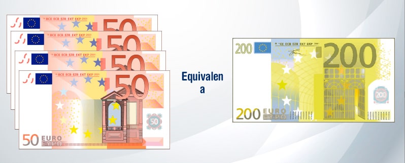 Billetes y monedas de euro para niños en primaria