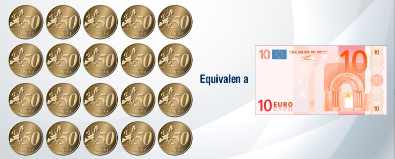 Billetes y monedas de euro para niños