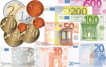 Monedas y billetes de euros para imprimir  Billetes de euro, Billete de 5,  Billetes