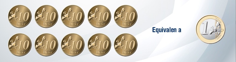 Monedas y billetes de euro en primaria para niños