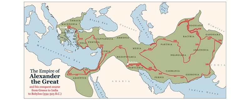 Mapa del imperio de Alejandro Magno