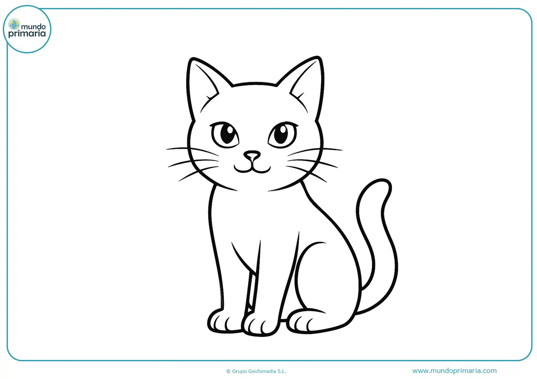 Dibujo de gato para colorear, fondo blanco y trazos definidos